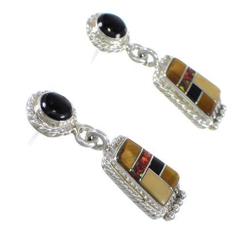 Sterling Silver Southwest Multicolor Post Dangle Earrings WX71646